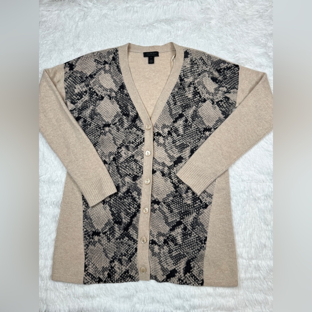 Women’s Saks Fifth Avenue Snake Print Cashmere Cardigan Sweater - Size SP